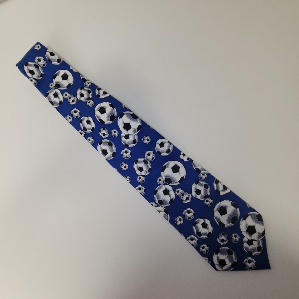 Utopia Mens Soccer Ball Print Necktie Blue Sports Novelty Tie